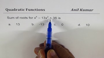 How to find Sum of roots for quadratic and Quartic Functions