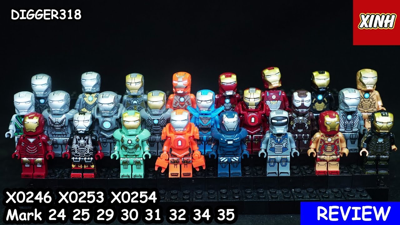 Lego Marvel Superheroes Xinh Bootleg X0246 X0253 X0254 Mark 24 25 29 30 31  32 34 35 Review 4K - Youtube