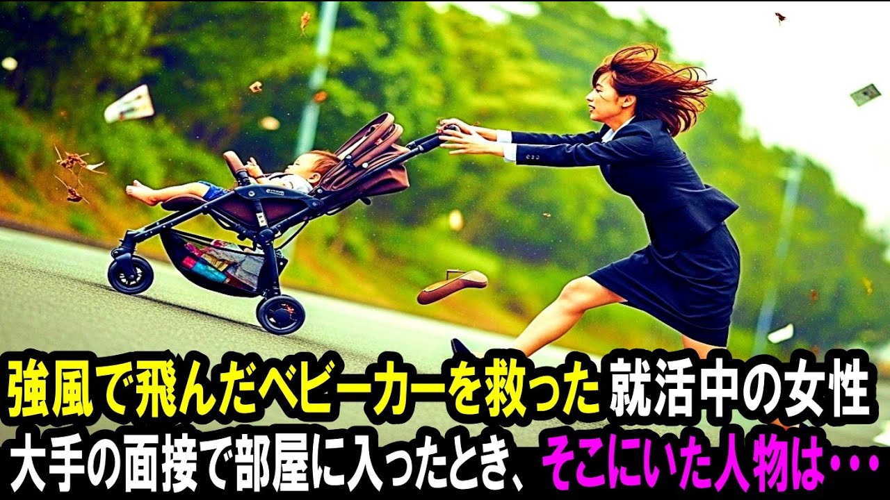強風で飛んだベビーカーを救った就活中の女性。大手の面接で部屋に入ったとき、そこにいた人物は・・・