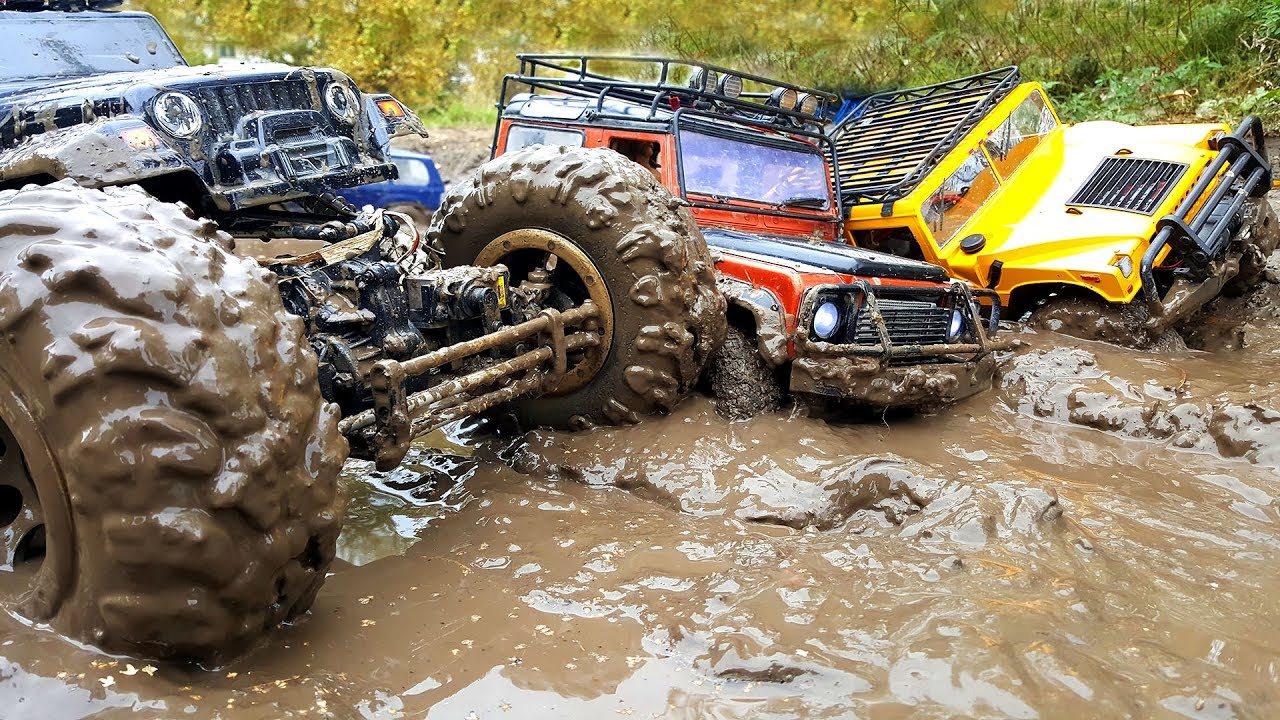rc trucks in mud and water