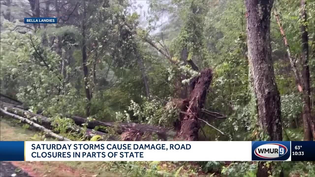 Saturday storms cause damage. road closures in parts of state - YouTube