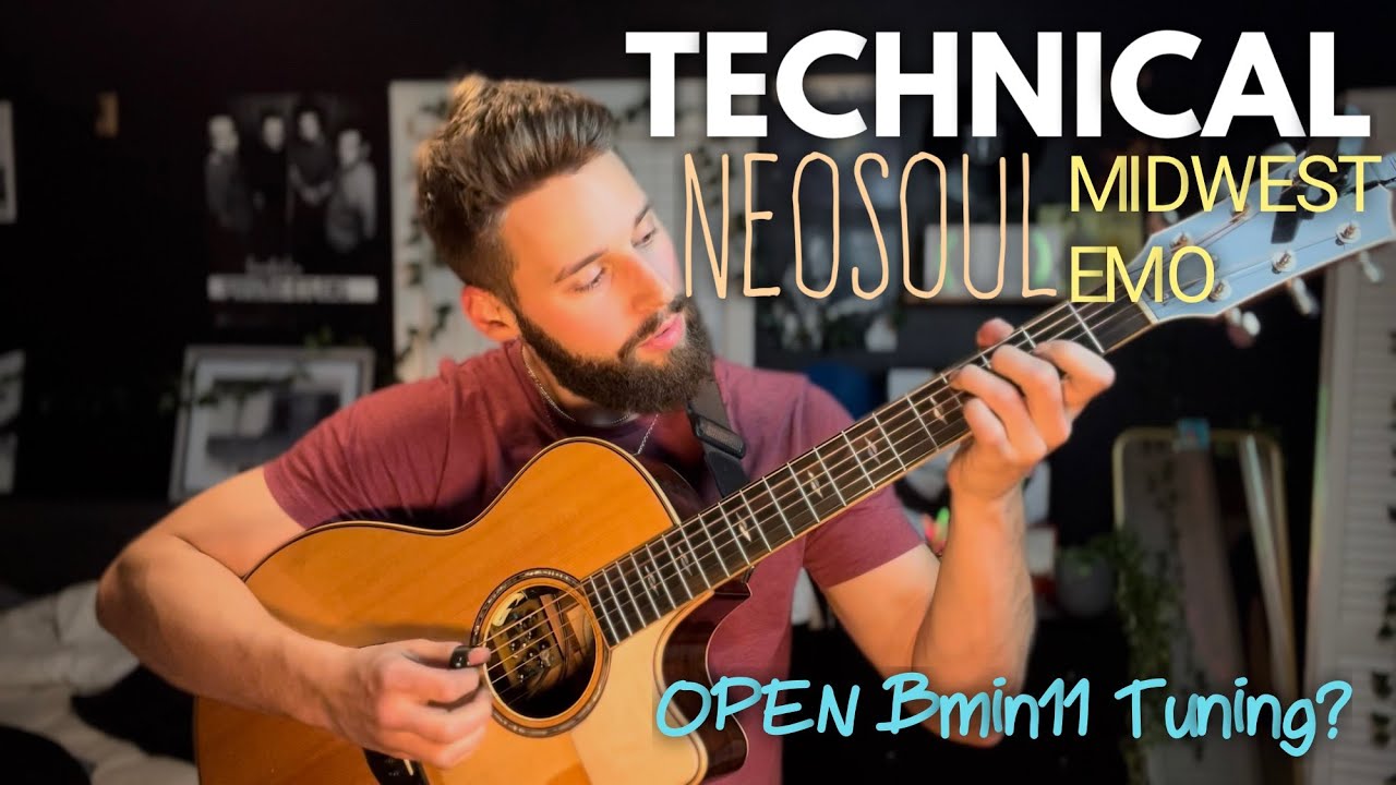 Technical NEO SOUL/MIDWEST EMO acoustic Guitar OPEN Bm11 TUNING
