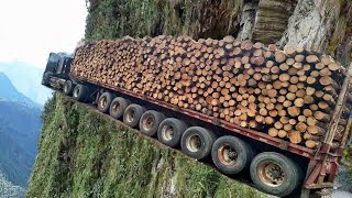 Extreme Dangerous Idiots Logging Truck Operator, Stump Pulling Removal - Fastest Truck Skill Fails.