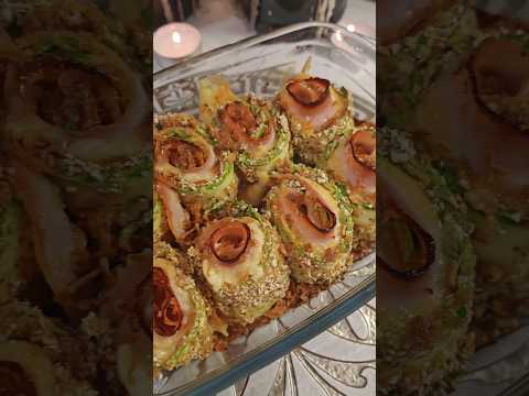 Рулетики из кабачков 🔥 с ветчиной и сыром #кабачки #кабачок #кабачокрецепт