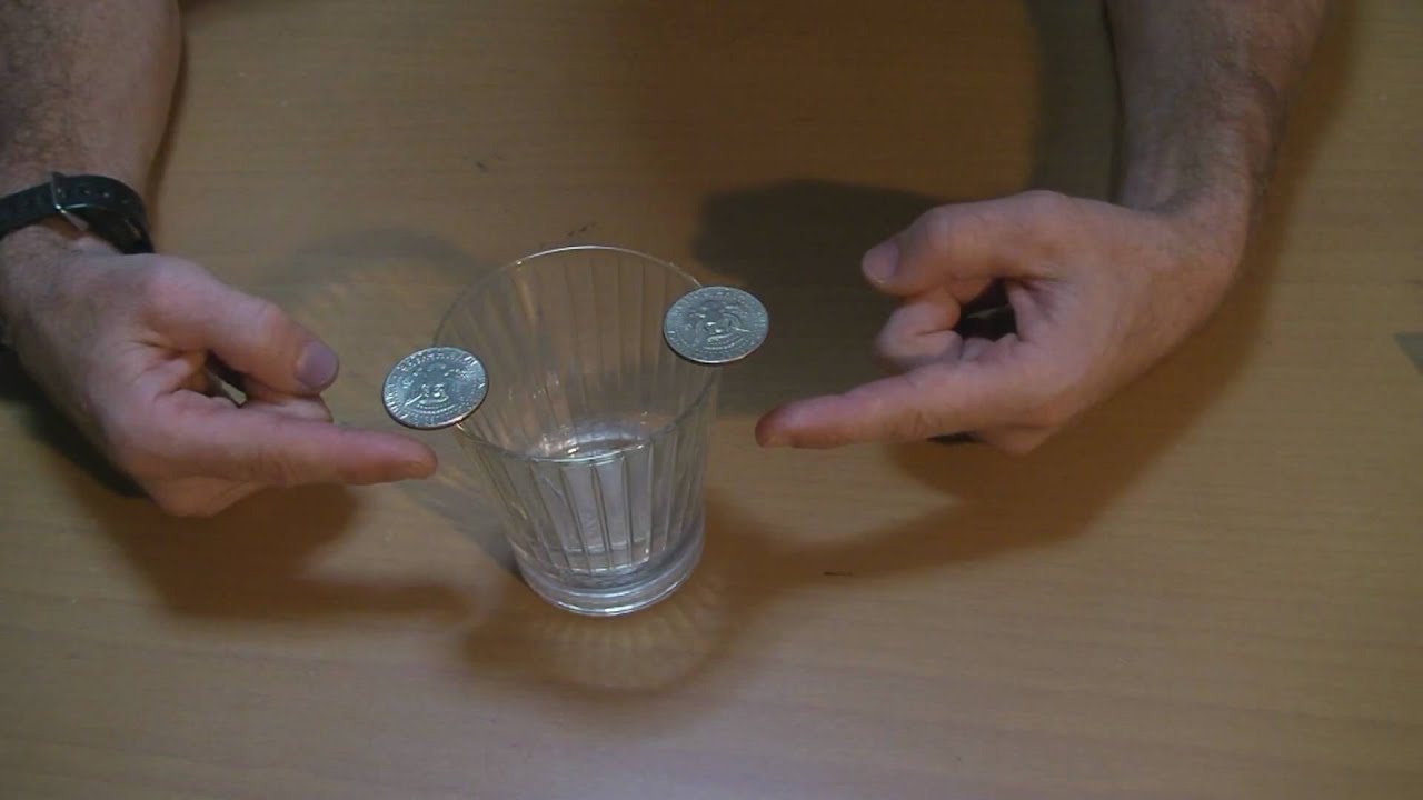 coin in shot glass trick