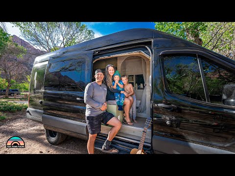 Family of 4 in DIY Ford Transit Camper Van