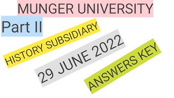 Munger University Part II History subsidiary answers key #mungeruniversityanswerkey #ksrmfamily #MU