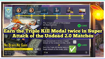 CODM Mobile Earn the Triple Kill Medal twice in Super Attack of the Undead 2.0 Matches Task Complete
