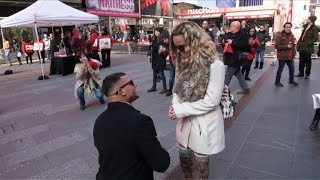 Couples celebrate Valentine's day in Times Square