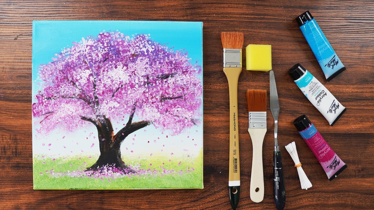 アクリル絵の具で「桜の風景」を描いてみた｜junya_art