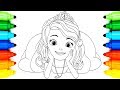 How to Draw Sofia the First | Sofia Princess Coloring Pages for Kids | Animation Learning Drawing