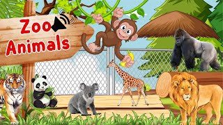 Zoo Animals Names and Sounds | Learn Zoo Animals English Vocabulary