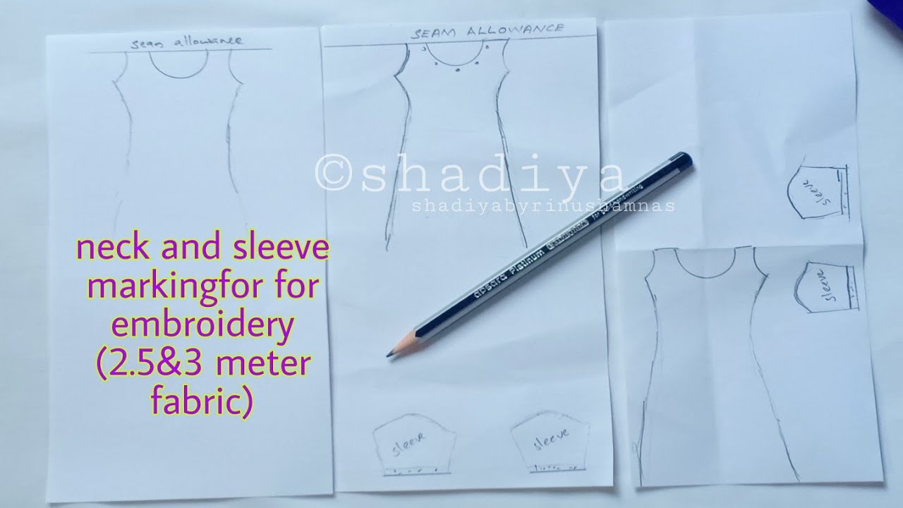 Neck and sleeve marking for hand embroidery|neck marking on 2.5 meter fabric