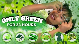 Used Only GREEN Things For 24 Hours Challenge  | #LearnWithPari