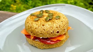 90 SECONDS KETO BREAD RECIPE IN A MICROWAVE. Quick Low Carb Burger Sandwich.