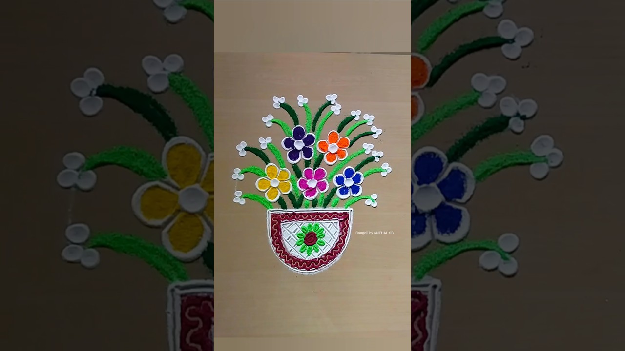 Flower pot Rangoli design 