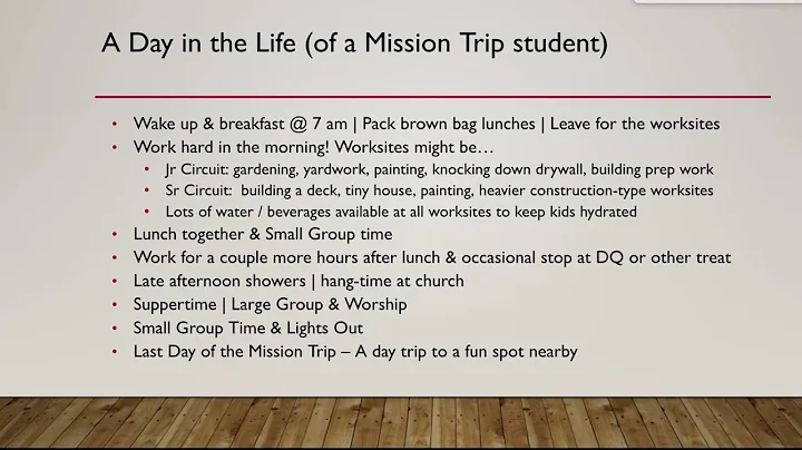2022 Mission Trip Parent Info Slideshow