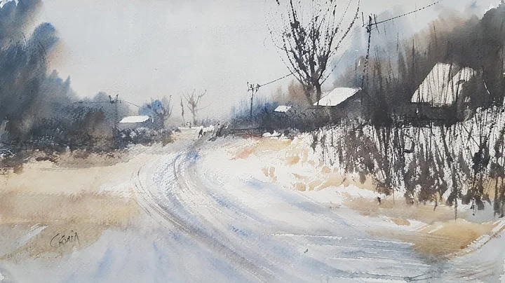 Creating a watercolour winter landscape from an Au...