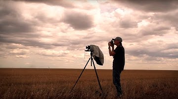 Photography with a large format 4x5 camera and using the front rise movement.