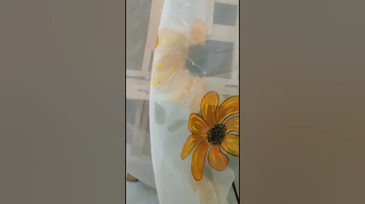 Organza Hand Painted dupatta #short #shortsvideo #shortvideo #fabricpainting #viralshorts