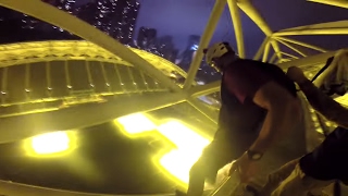 Sneaking into a Football stadium to base jump