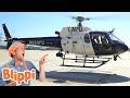 Blippi explores a police helicopter  blippi  cars trucks  vehicles cartoon  moonbug kids