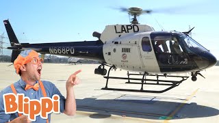 Blippi Explores a Police Helicopter | Blippi | Cars, Trucks \& Vehicles Cartoon | Moonbug Kids