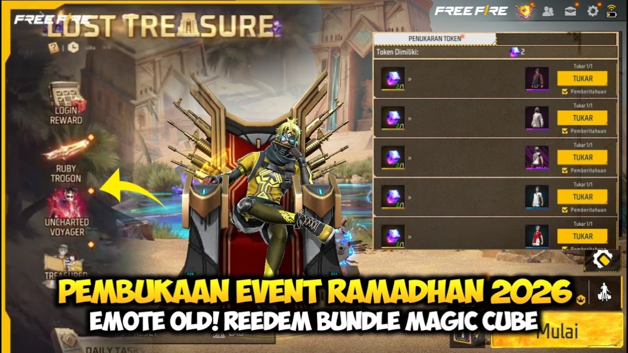 SPIN EMOTE PARTY FFWC THRONE! REEDEM BUNDLE MAGIC CUBE EVENT FF RAMADHAN 2026