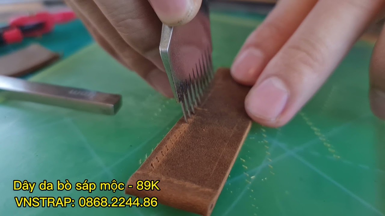 Dây đồng hồ da bò sáp mộc handmade khâu tay thủ công từng đường kim mũi chỉ