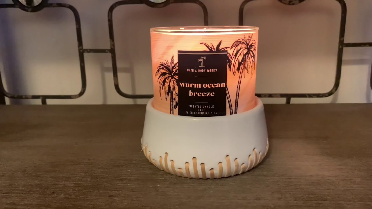 BATH AND BODY WORKS WARM OCEAN BREEZE CANDLE REVIEW‼️😊