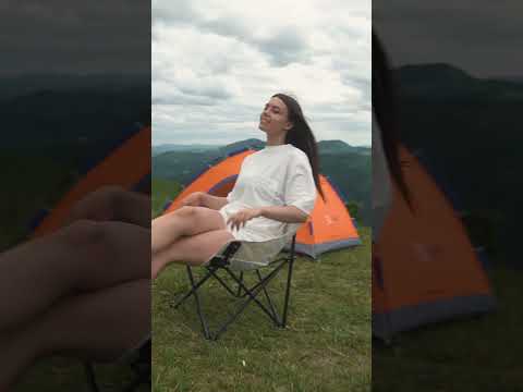 Крісло для риболовлі, стілець туристичний, кемпінговий, складаний 44*44*70 см із сталевим каркасом, зелений, видео 1