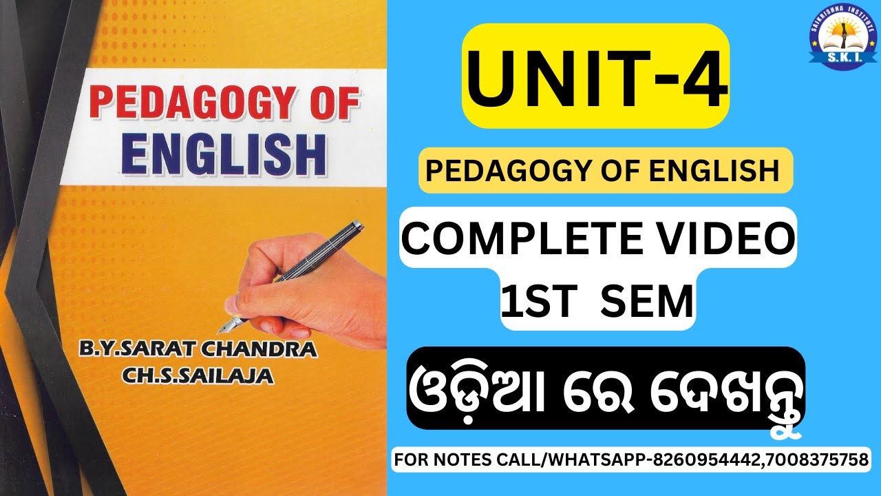 B.Ed 1St Semester Class ll Pedagogy Of English Unit-4 ll 