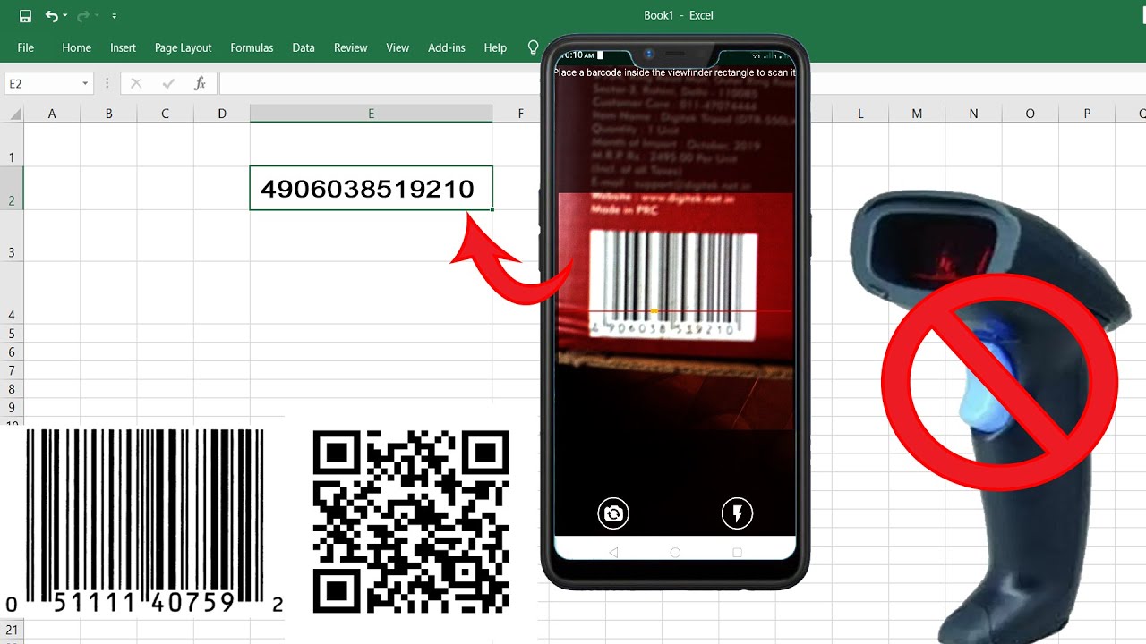 How to use Mobile as a Barcode / QR Code Scanner Excel / Word - YouTube