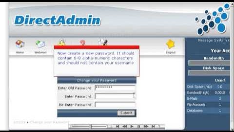 Changing your control panel password in DirectAdmin