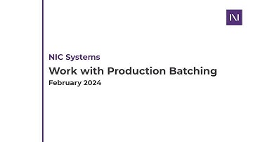 Work with Production Batching