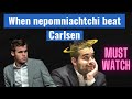 Last time Nepomniachtchi beat Magnus Carlsen ! #chess #championship #c24