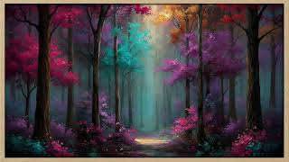 Enchanted Autumn Forest Path | Gold Framed 4K Art Screensaver | Colorful Woodland TV Wallpaper screenshot 4