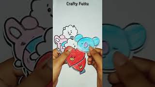 How To Make BT21 Sticker| No Printer | No Double Sided Tape | #BTS #BT21 #bt21sticker #craft #Shorts