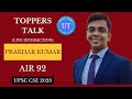 Upsc topper prakhar kumar air 92 live interaction l toppers talk l upsc time