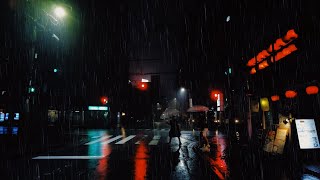 4K ASMR Thunderstorm Heavy Rain Walk in Dark Night | Osaka Japan | Relaxing Rain Ambience Sounds