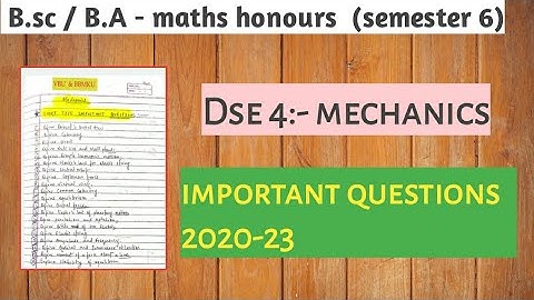 vbu and bbmku maths semester 6 dse4 mechanics important questions 2020-23