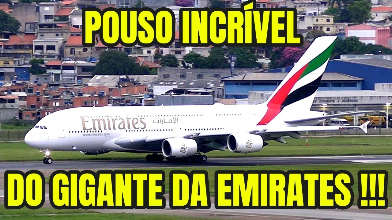 O MAIOR AVIÃO DE PASSAGEIROS DO MUNDO! A380 DA EMIRATES FAZ POUSO IMPRESSIONANTE EM GUARULHOS!