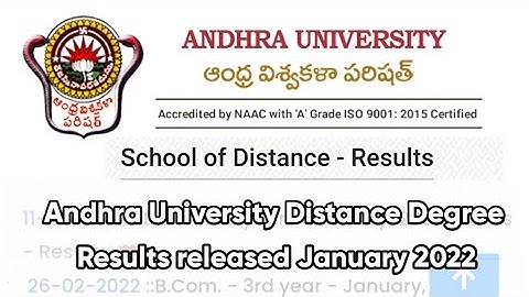 Andhra university Distance Degree results released 2022 january