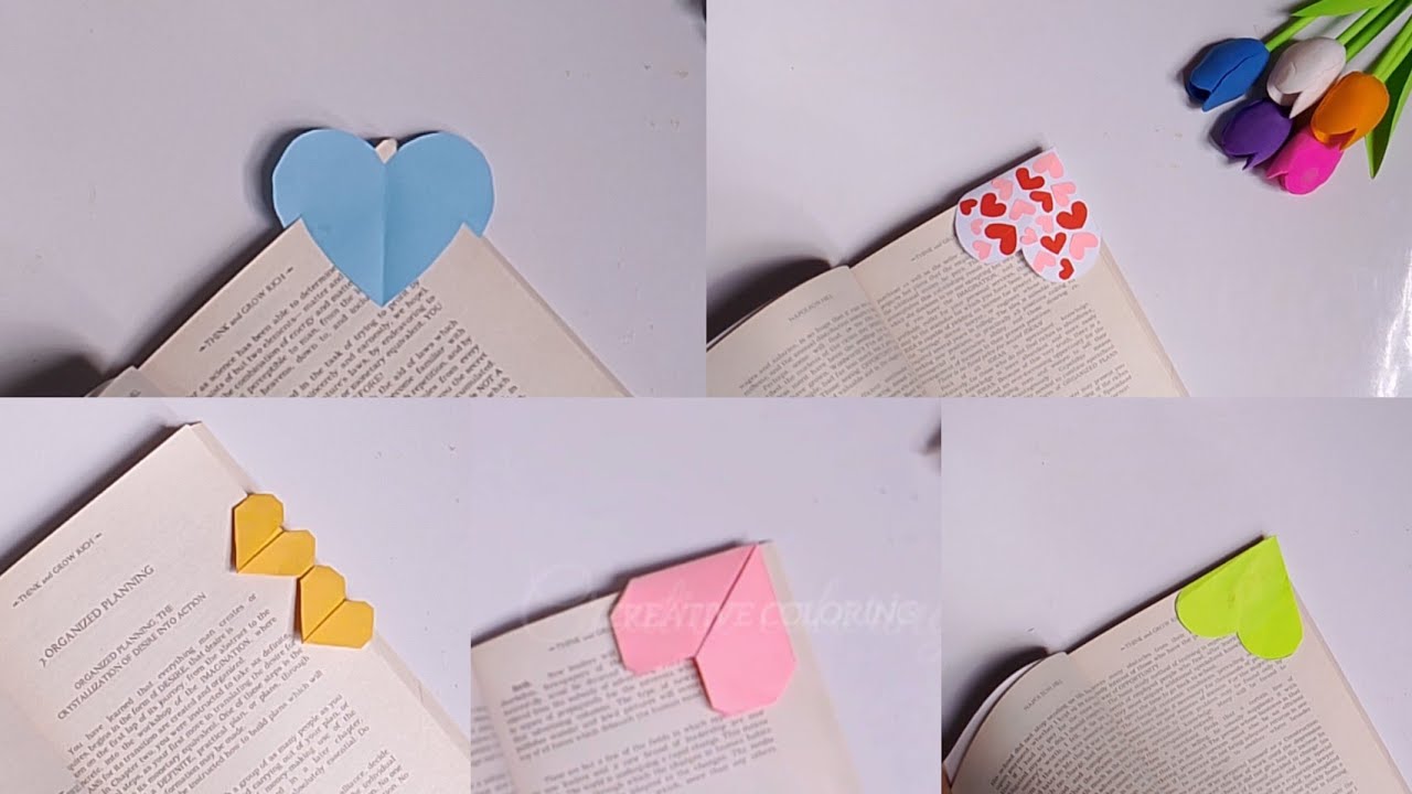 5 different types of heart shaped bookmark 🩷✨ | easy origami bookmark 🔖 