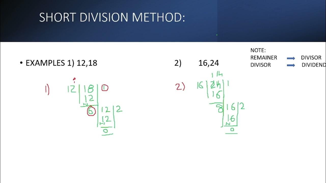 Short Division Method for Finding HCF of Two Numbers YouTube
