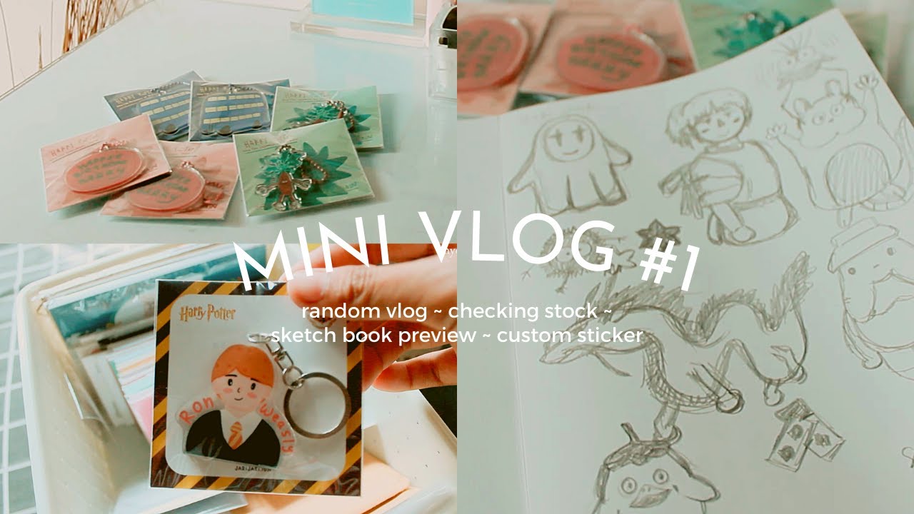 Mini Vlog Sticker mini vlog #1 random vlog, check stock, sketch book preview, custom ...