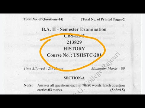 2ND SEMESTER HISTORY QUESTION PAPER 