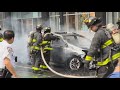 Explosion of Flames Bursts From MTA Vehicle Engulfed in Fire on Manhattan Street
