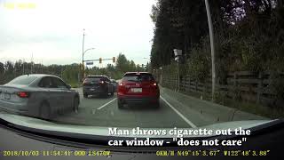 Man throws cigarette out the car window Resimi
