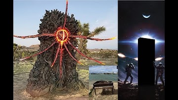 Wat zouden deze griezelige monolieten voorstellen? Rituele voorwerpen of reclames voor videogames?